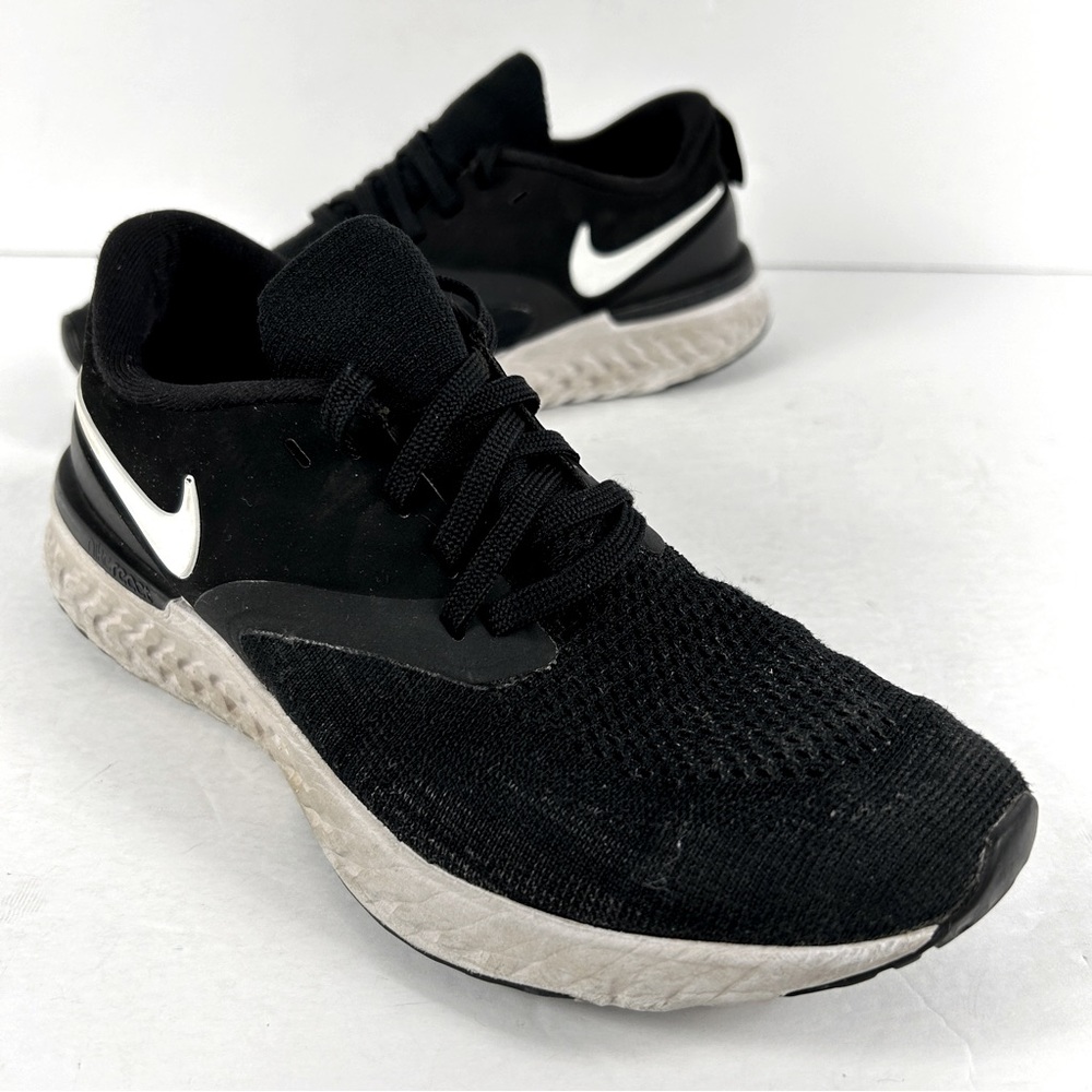 Nike Womens Odyssey React Flyknit 2 AH1016-010 Black Running Shoes Sneakers Sz 7